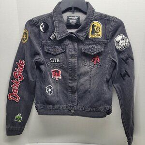 We Love Fine by Goldie Star Wars Patchwork Denim Jacket Black Sith Darkside Med.